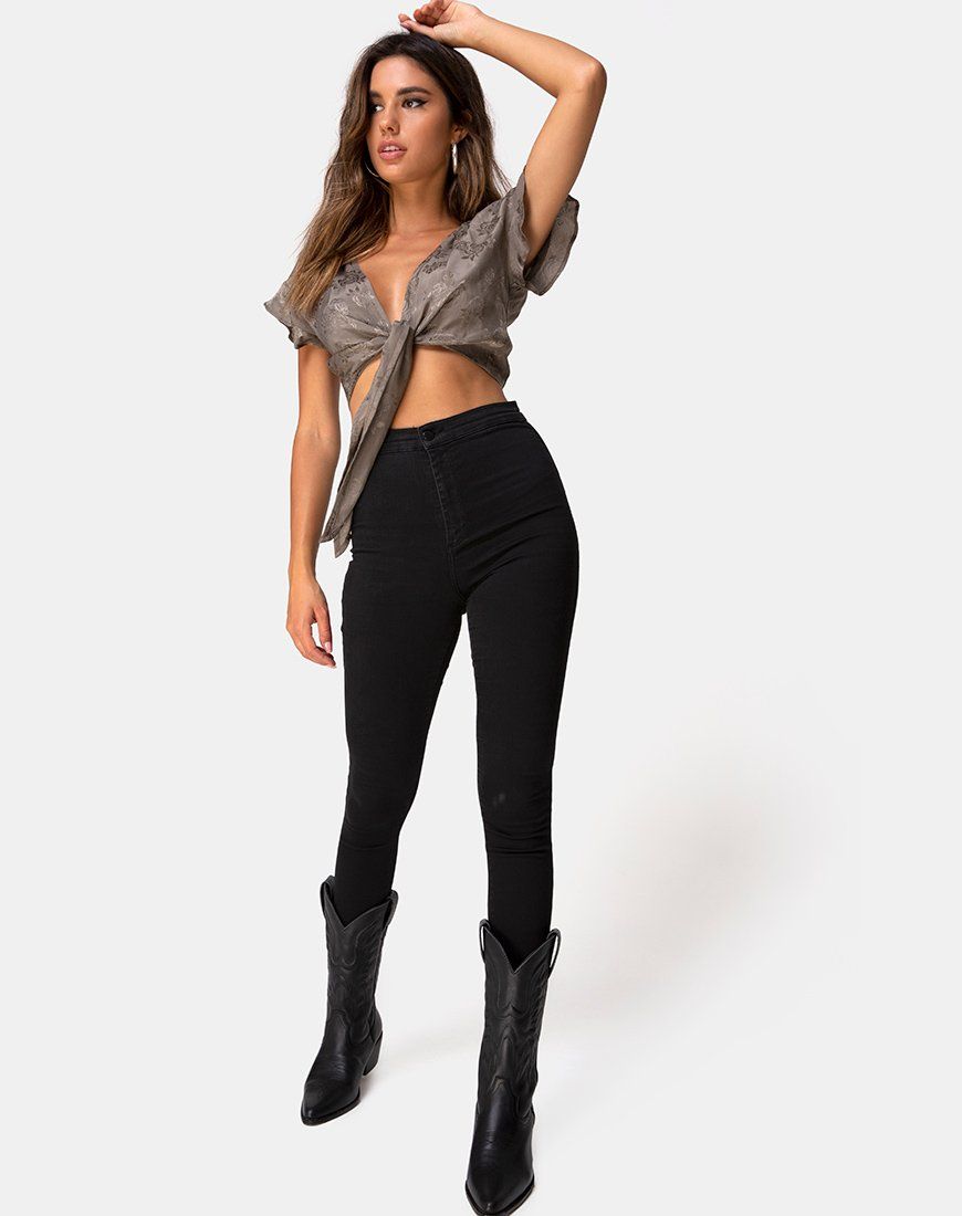 Shae Crop Top in Satin Rose Silver Grey sold by Motel Rocks product image thumbnail 3