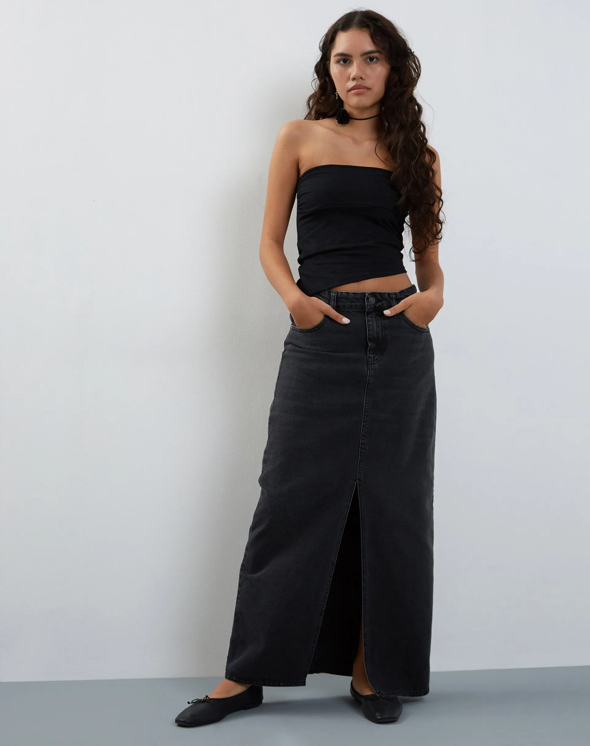 Minase Asymmetric Bandeau Top in Black sold by Motel Rocks product image thumbnail 5
