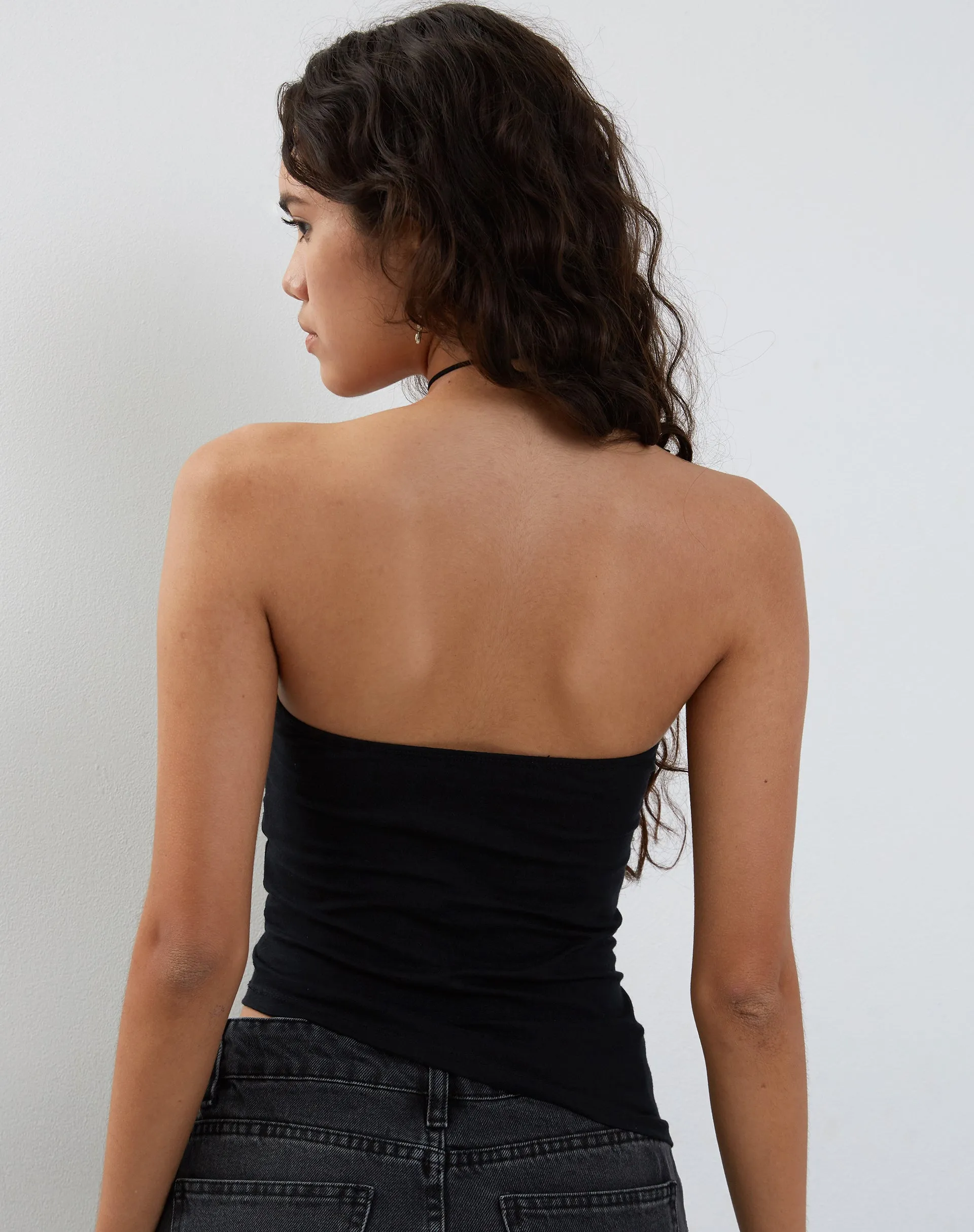 Minase Asymmetric Bandeau Top in Black sold by Motel Rocks product image thumbnail 4