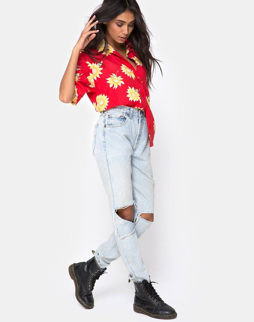 Hawaiian Shirt in Sunny Days Red sold by Motel Rocks product image thumbnail 3