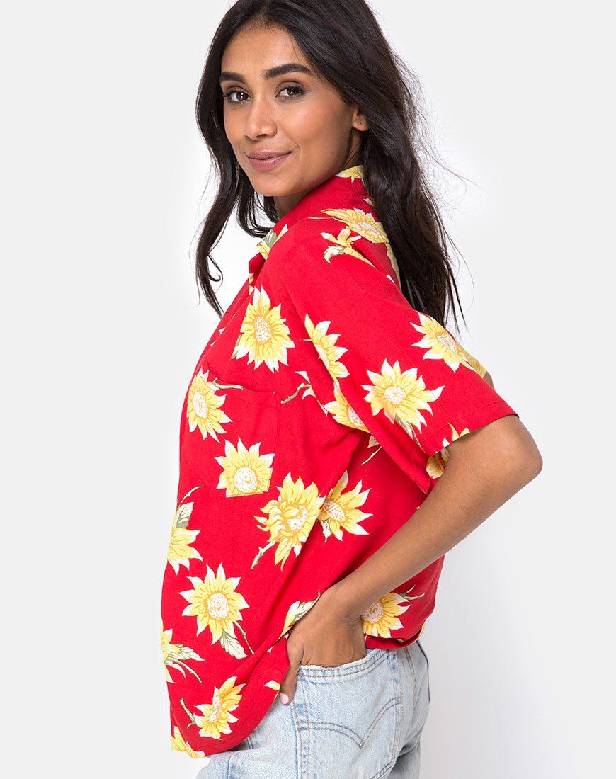 Hawaiian Shirt in Sunny Days Red sold by Motel Rocks product image thumbnail 2