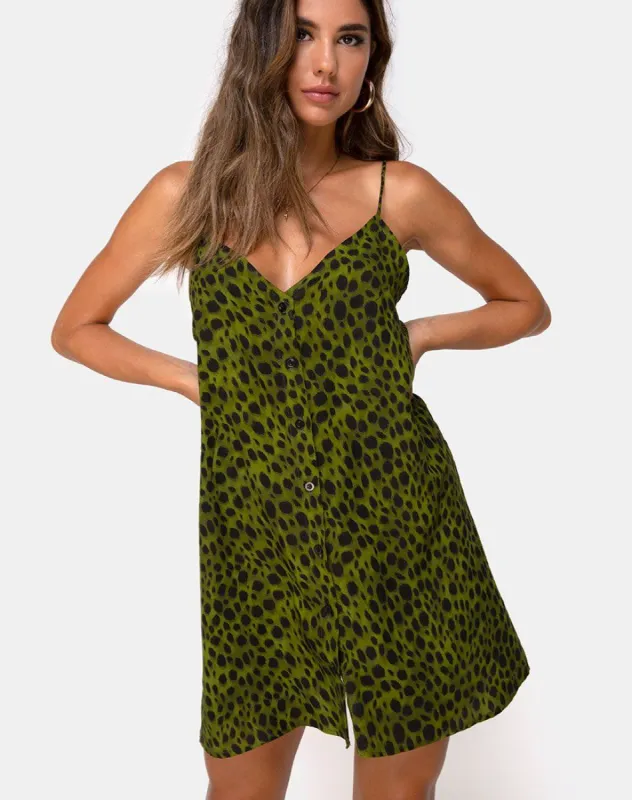 Sanna Slip Dress in Cheetah Khaki sold by Motel Rocks