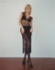 Yumeka Unlined Midi Dress in Black Eyelash Lace sold by Motel Rocks