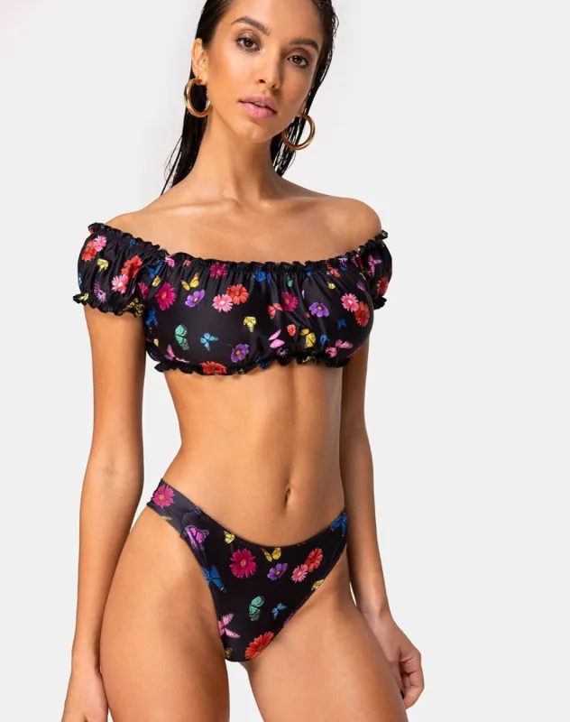 Dita Bikini Bottom in Butterfly Floral sold by Motel Rocks