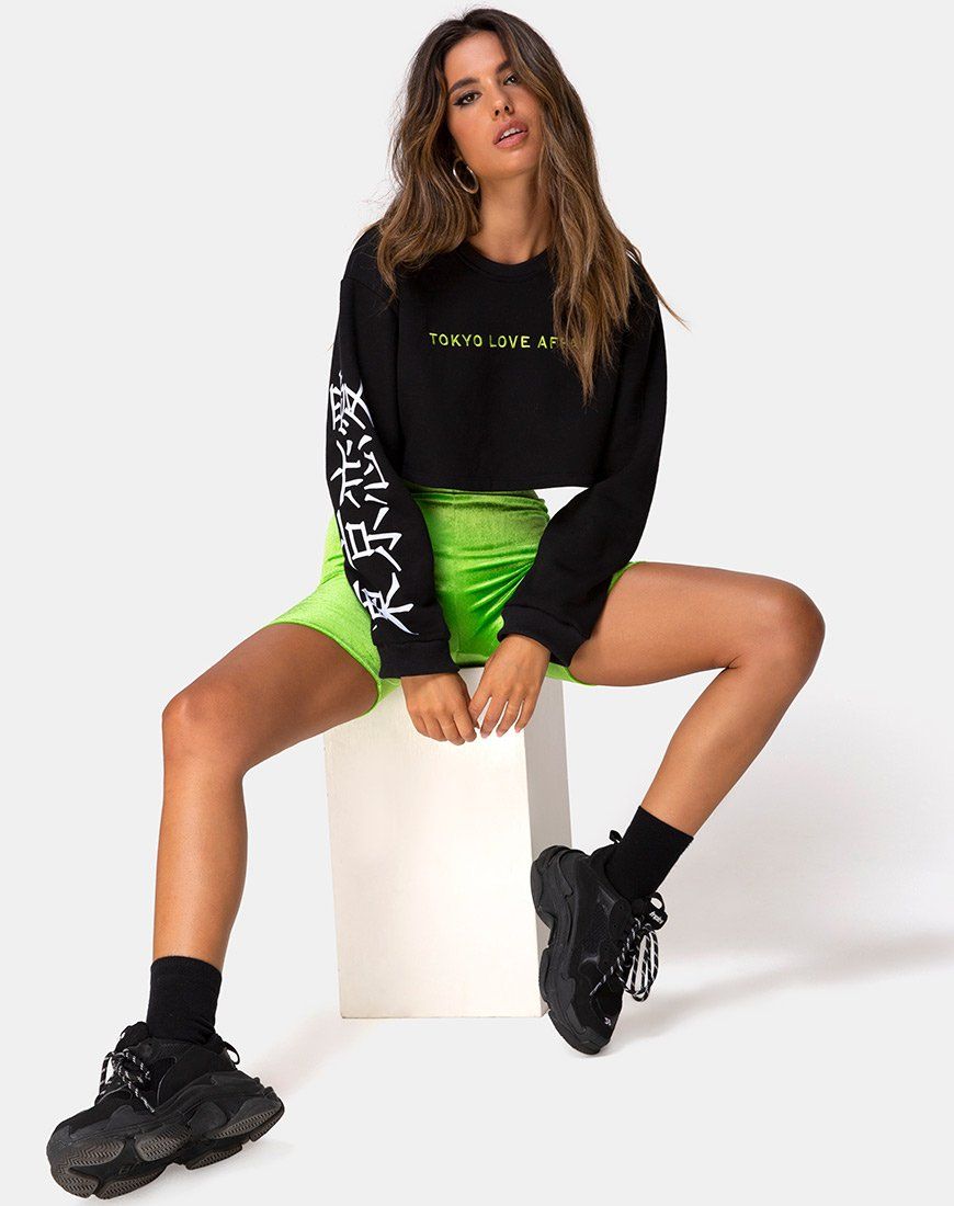 Gocea Crop Top in Black Tokyo Love Symbol sold by Motel Rocks product image thumbnail 5