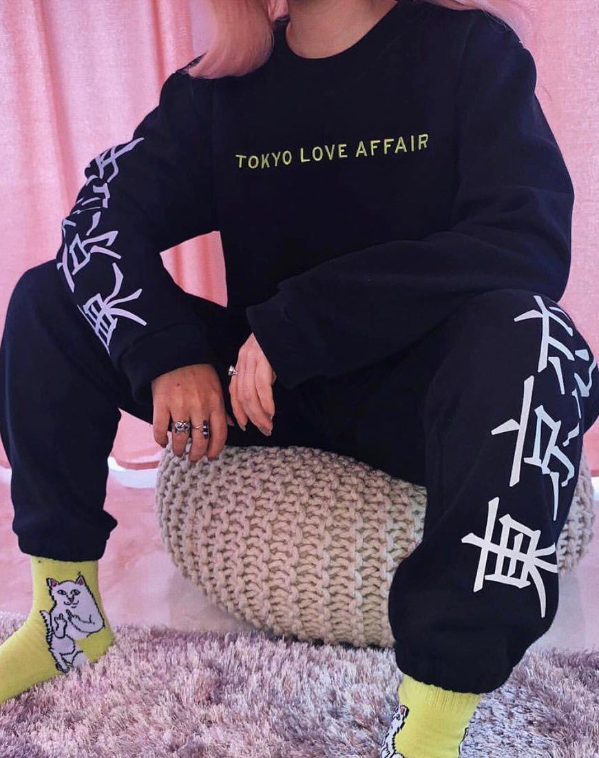 Gocea Crop Top in Black Tokyo Love Symbol sold by Motel Rocks product image thumbnail 3