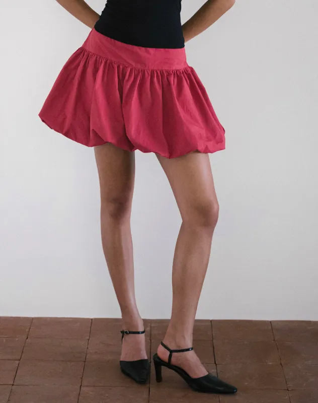 Kiyowo Puffball Mini Skirt in Adrenaline Red made by Motel Rocks