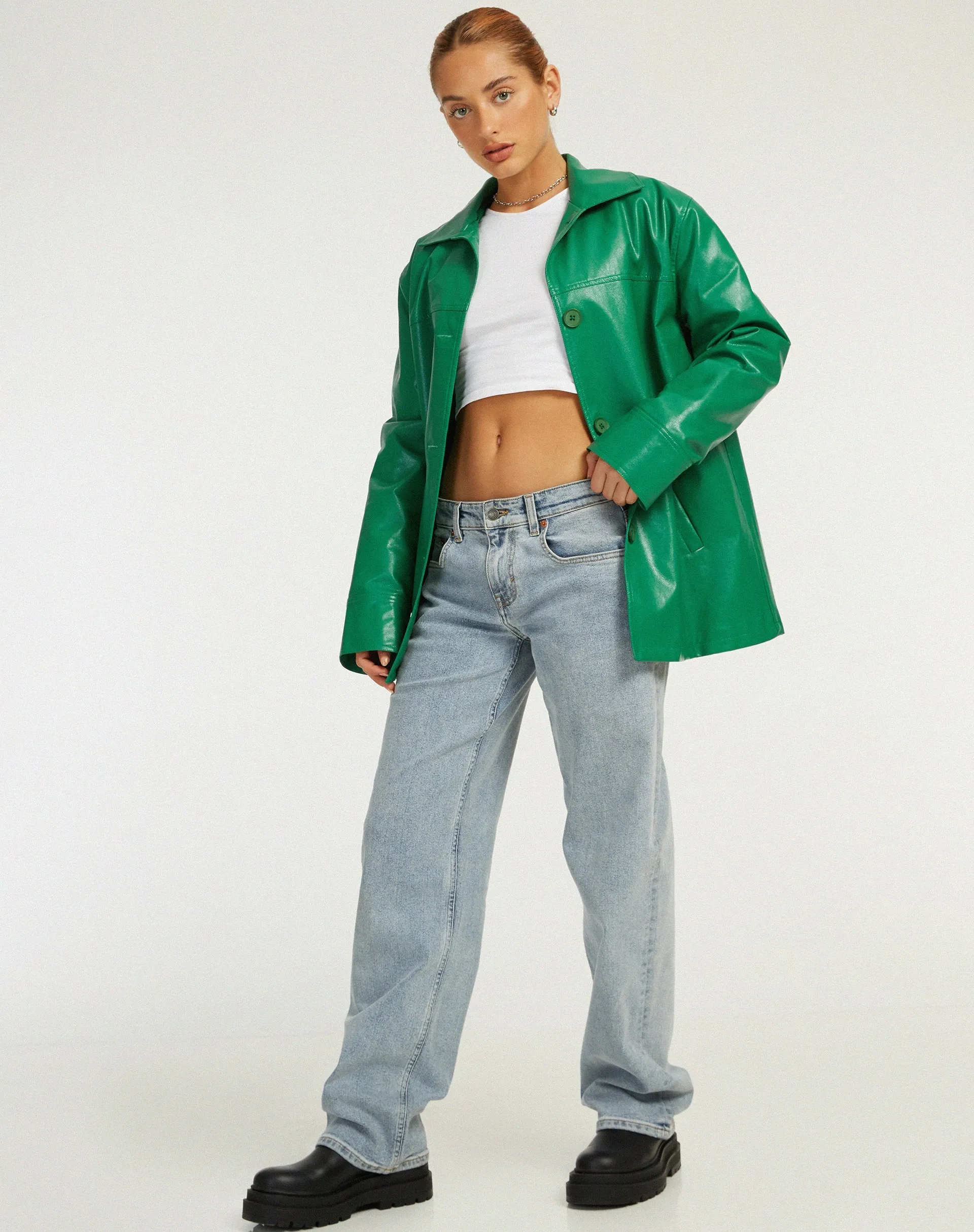 Walta Jacket in Pu Kelly Green sold by Motel Rocks product image thumbnail 3