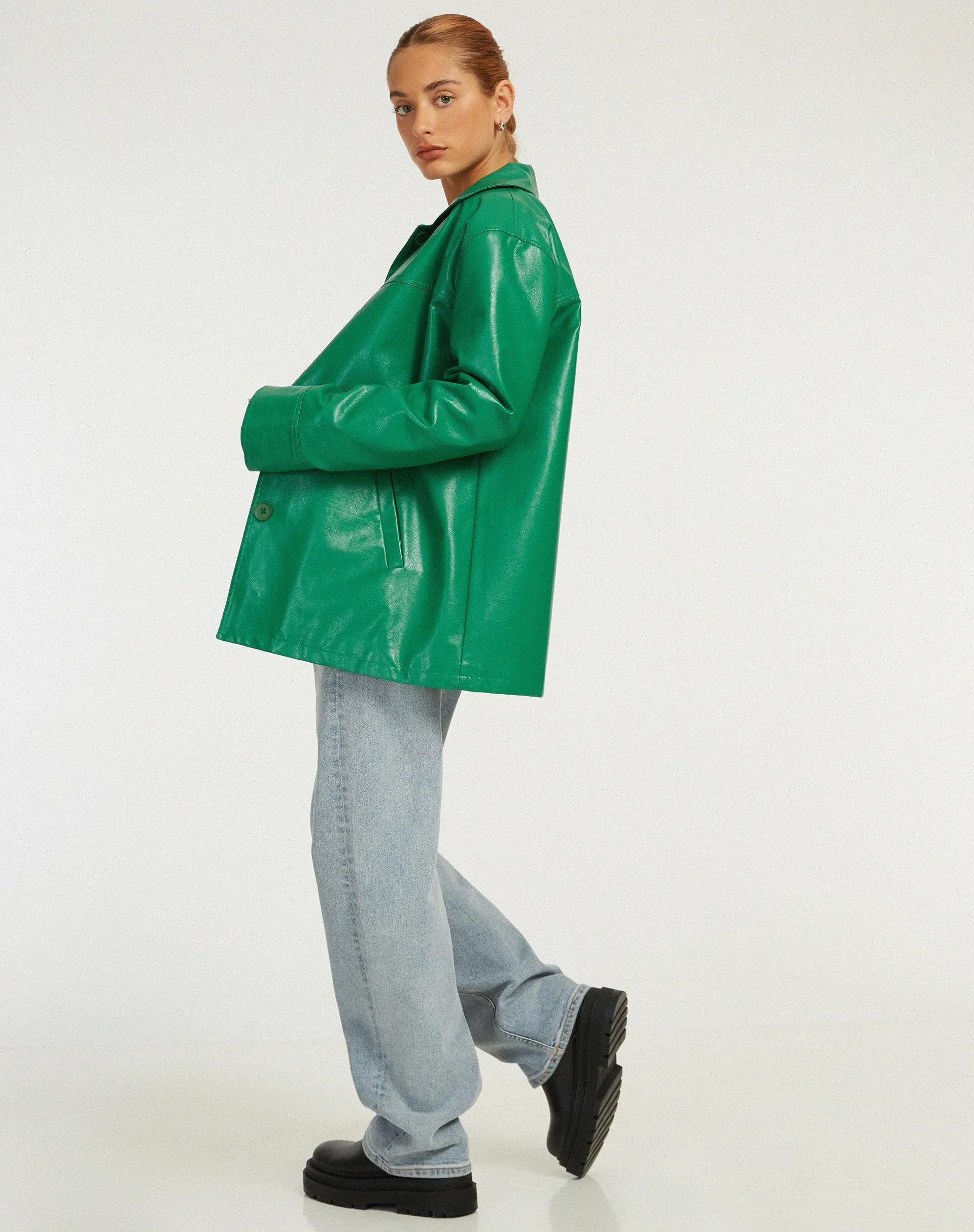 Walta Jacket in Pu Kelly Green sold by Motel Rocks product image thumbnail 4