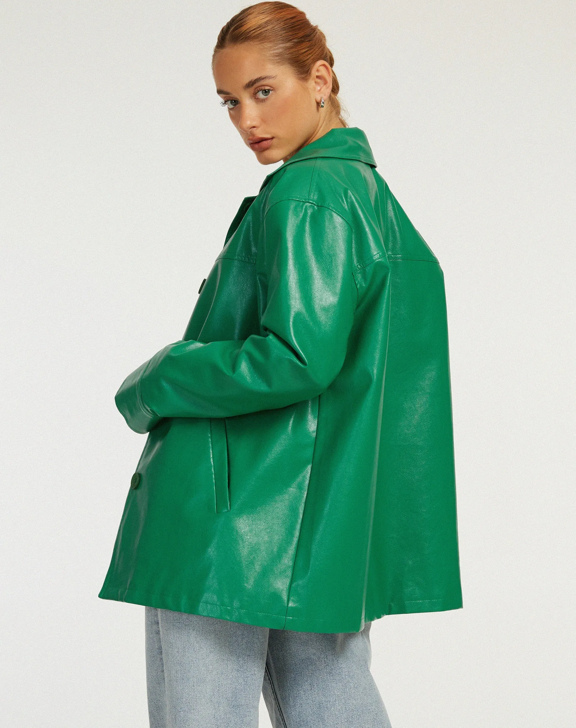 Walta Jacket in Pu Kelly Green sold by Motel Rocks product image thumbnail 2