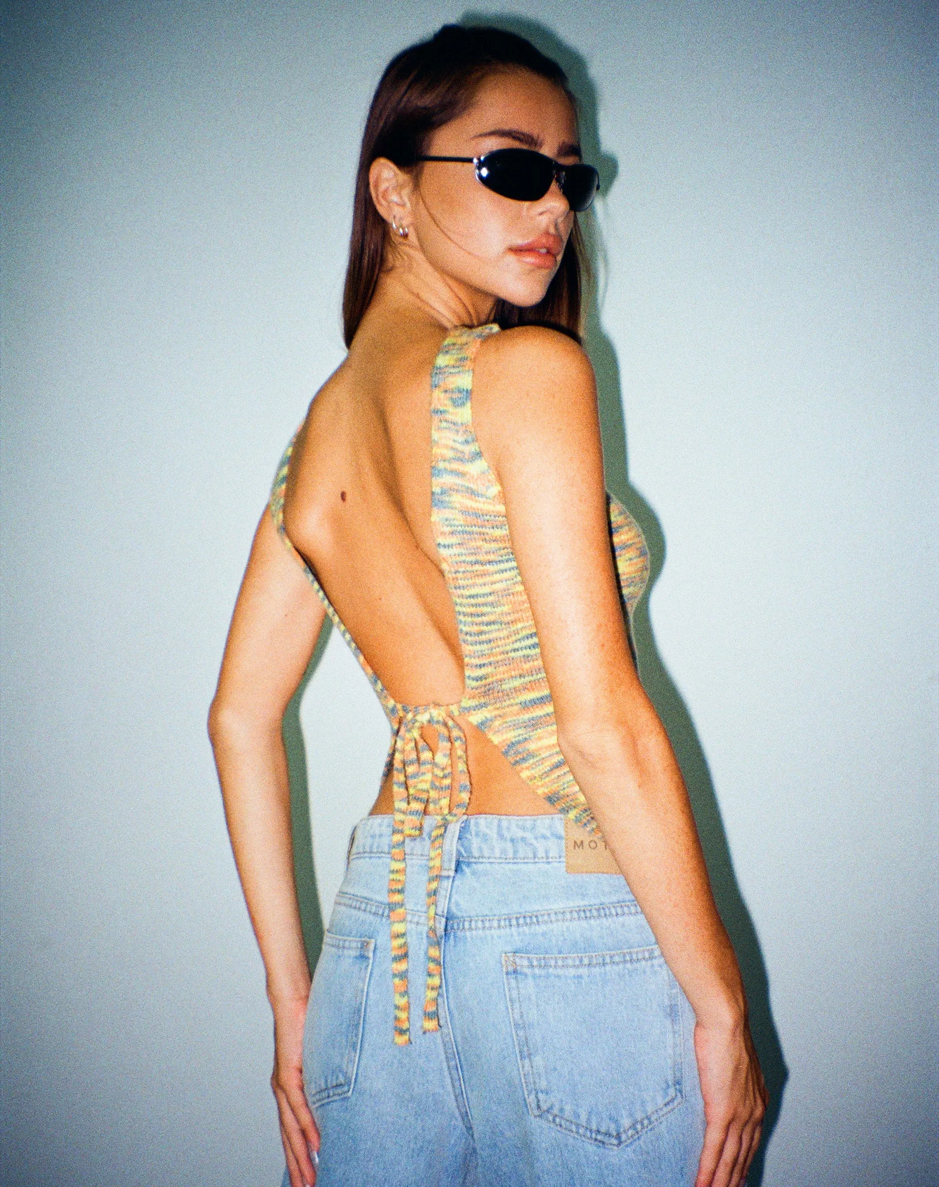 Kinda Vest Top in Mix Space Dye Multi Colour sold by Motel Rocks