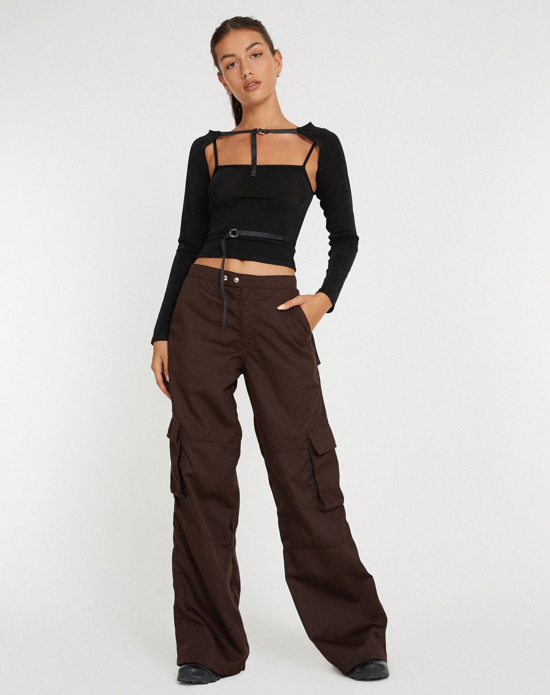 Saul Cargo Trouser in Dark Brown sold by Motel Rocks product image thumbnail 2