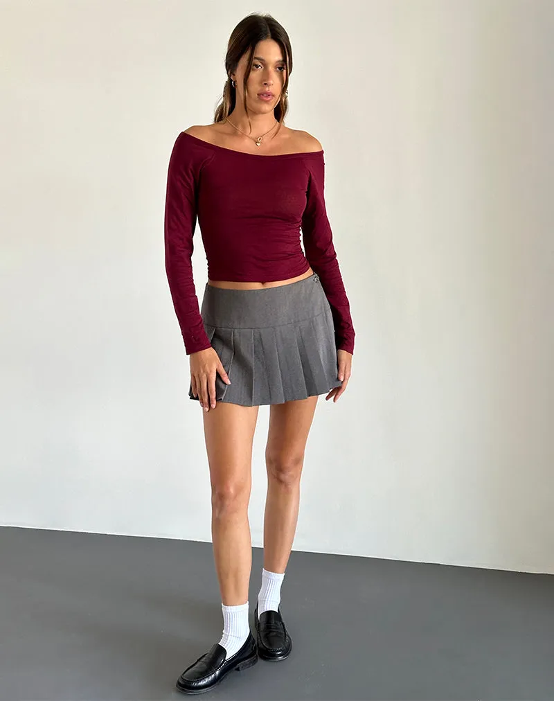 Gavya Bardot Long Sleeve Top in Burgundy sold by Motel Rocks product image thumbnail 2