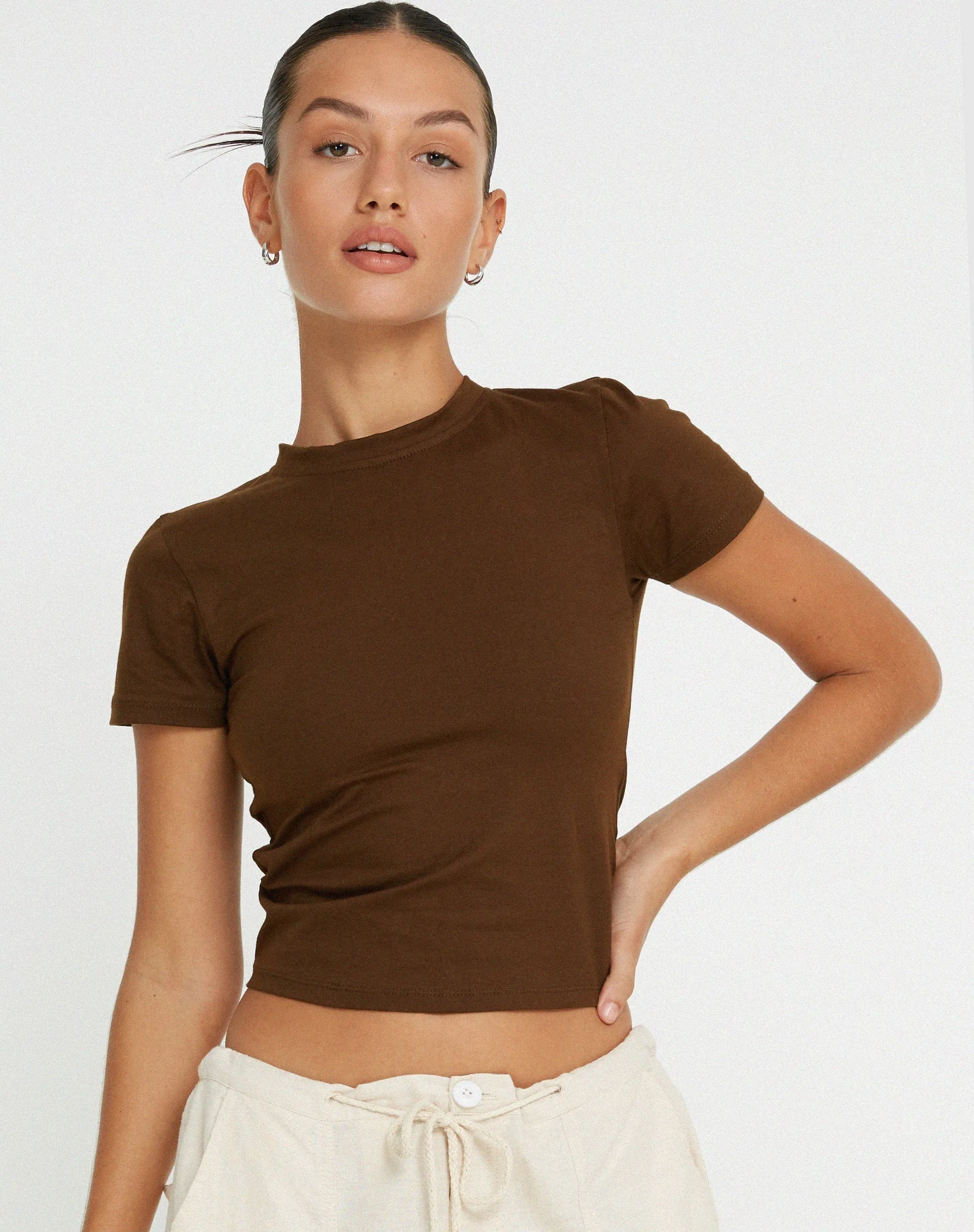 Surtie Crop Top in Cocoa sold by Motel Rocks product image thumbnail 2