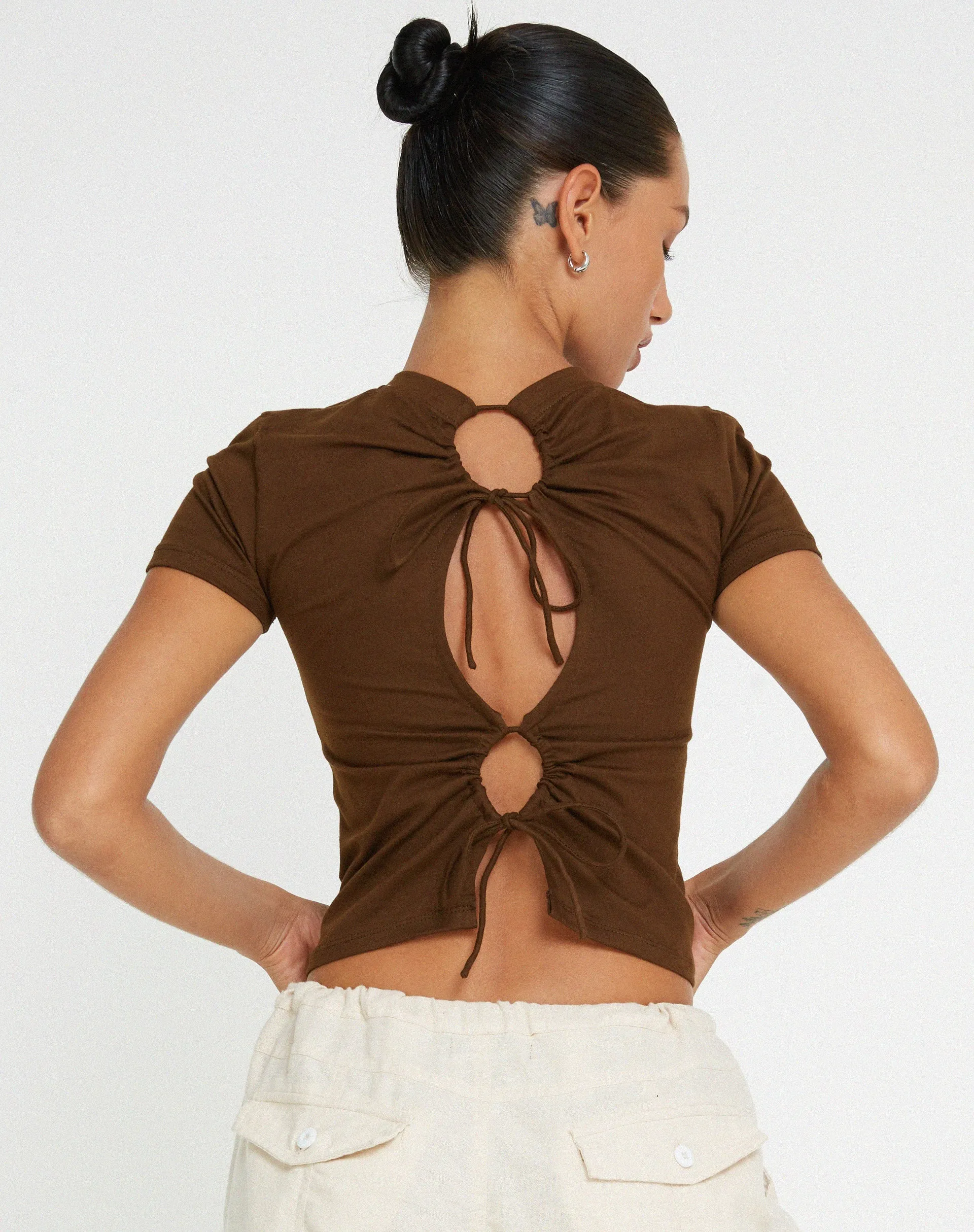 Surtie Crop Top in Cocoa sold by Motel Rocks