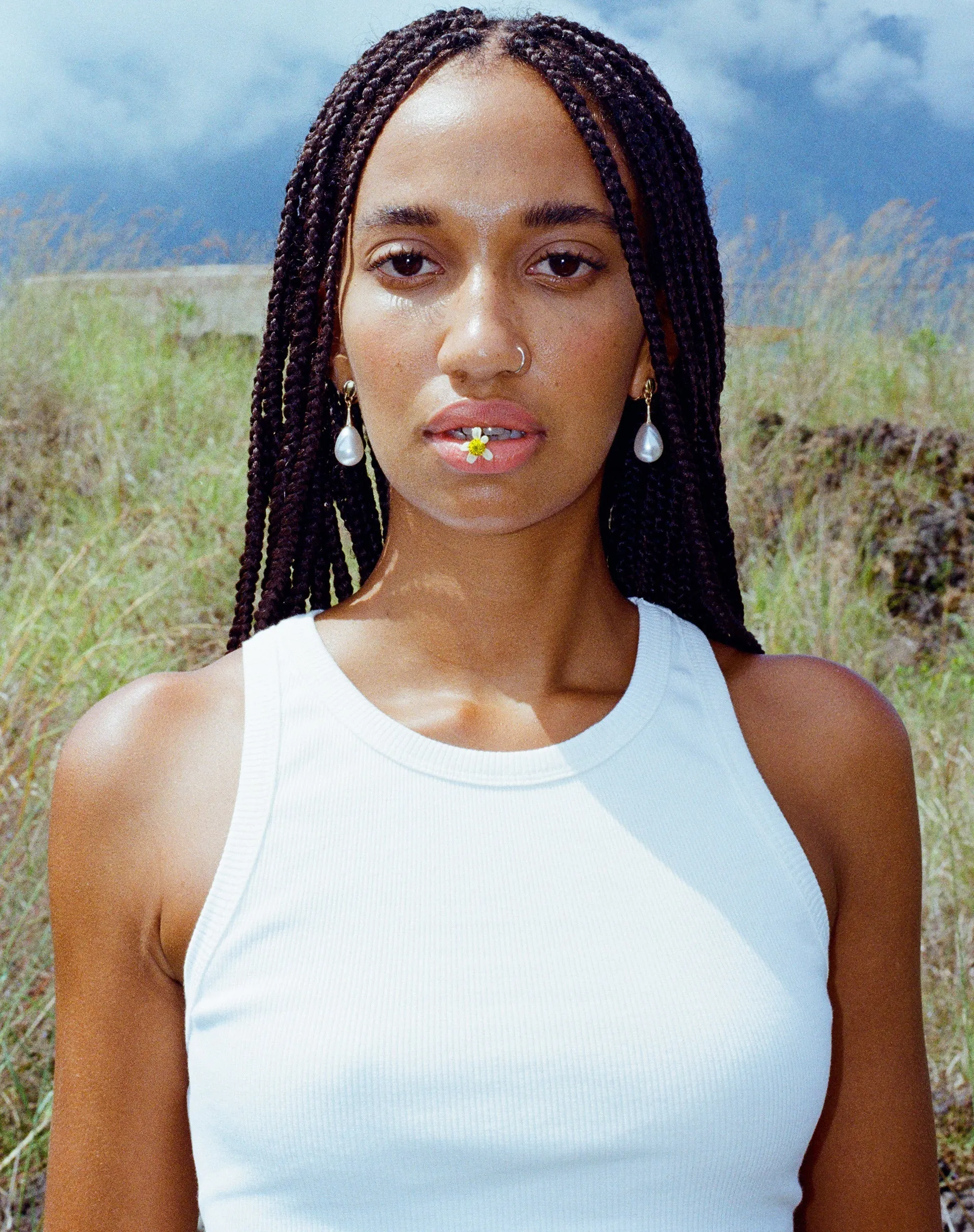 Rave Vest Top in Rib White sold by Motel Rocks