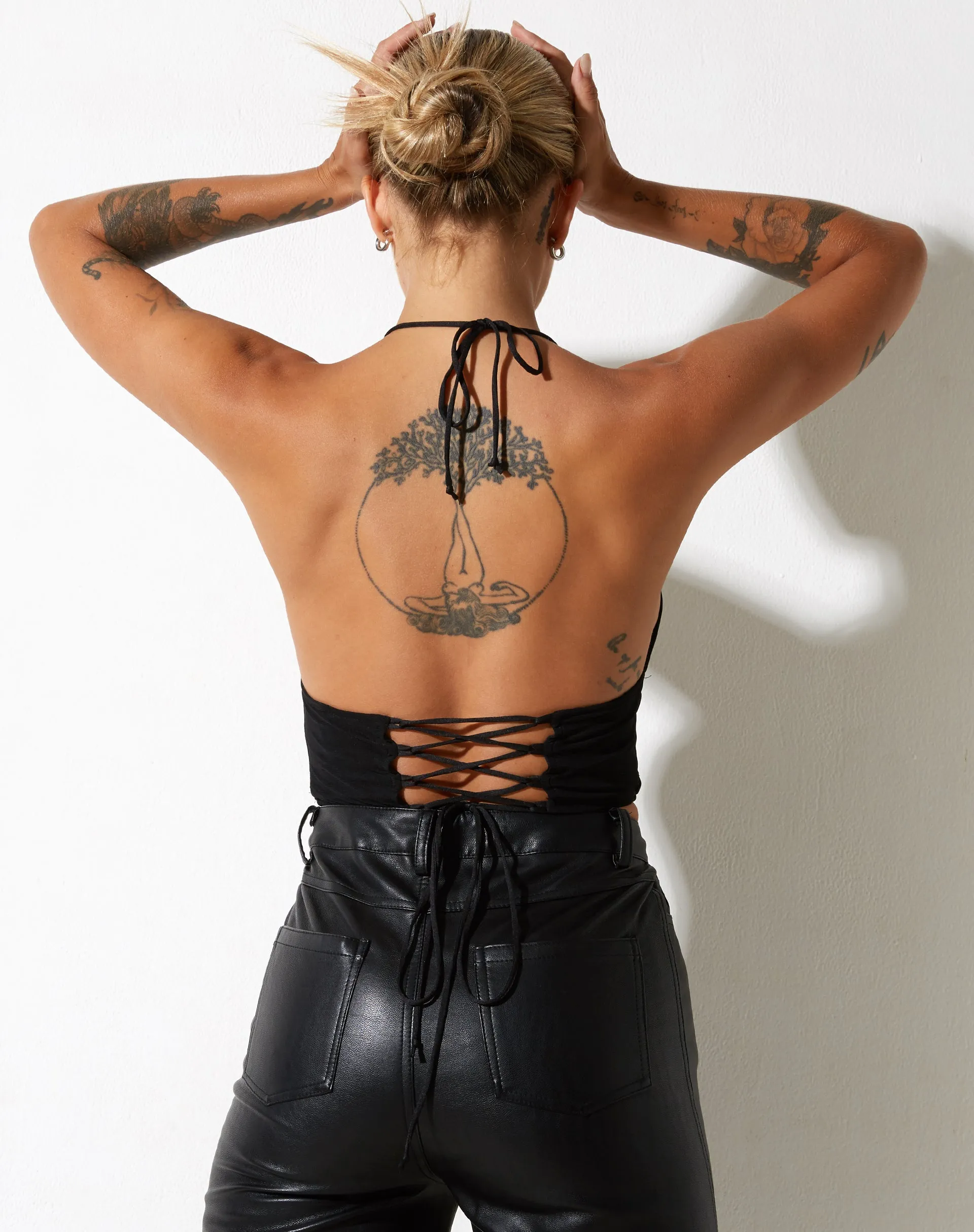 Salet Crop Top in Mesh Black sold by Motel Rocks product image thumbnail 3