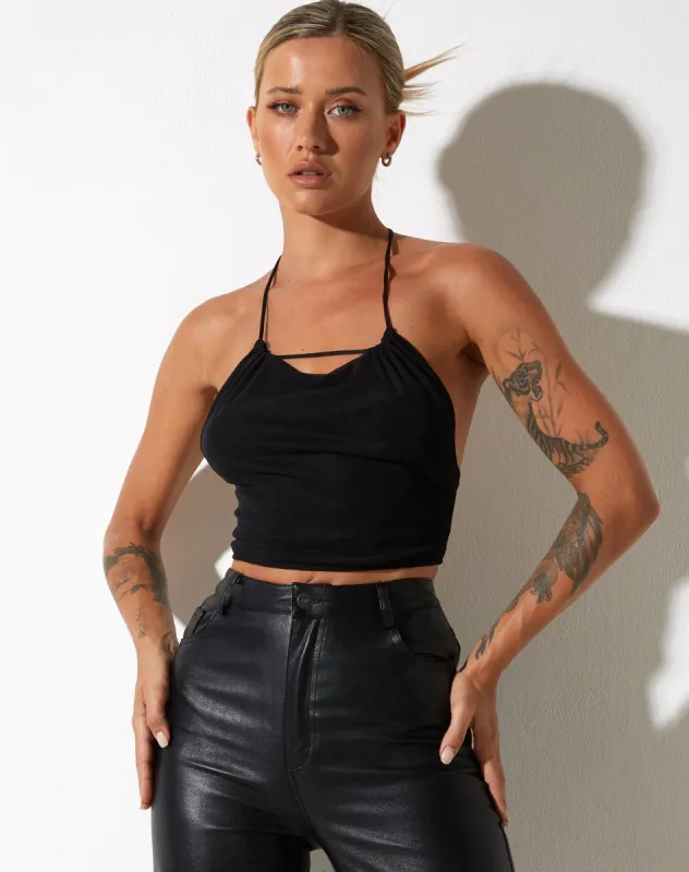 Salet Crop Top in Mesh Black sold by Motel Rocks