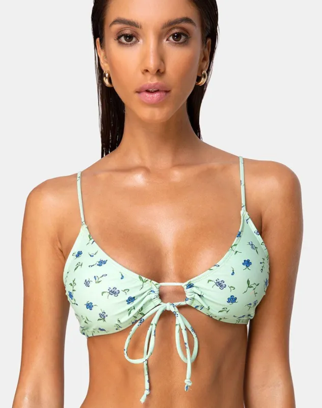 Shell Top Bikini in Ditsy Petal Pastel Lime sold by Motel Rocks
