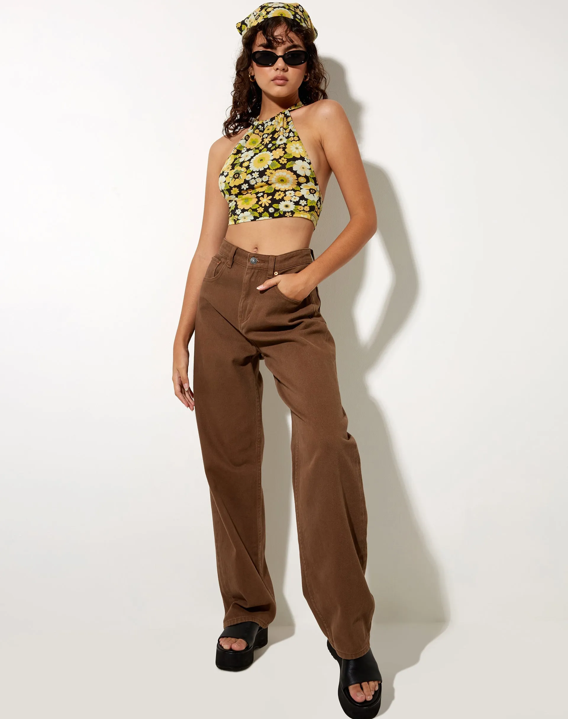 Jica Crop Top in Retro Floral sold by Motel Rocks product image thumbnail 4