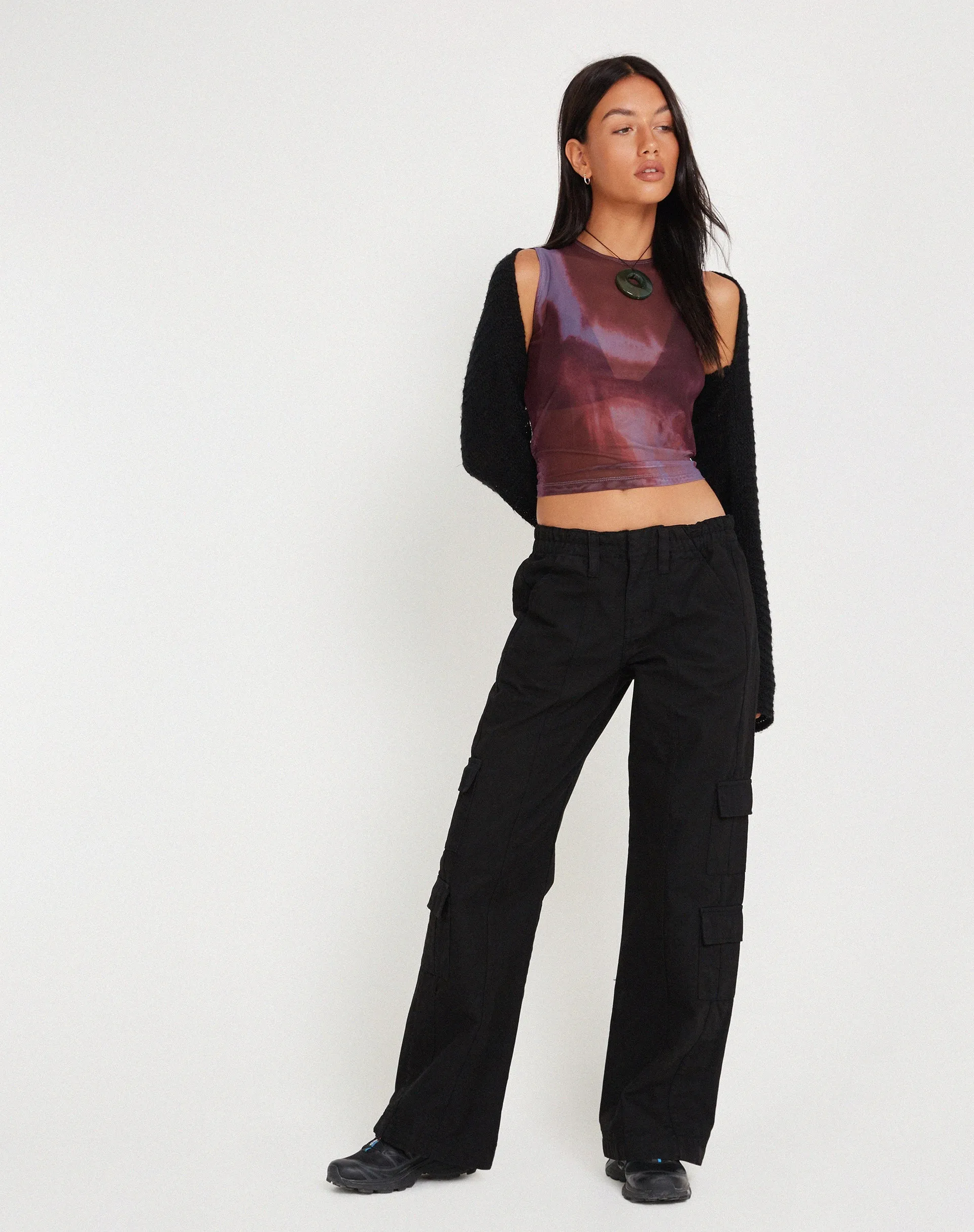 Monlo Vest Top in Mesh Watercolour Wine sold by Motel Rocks product image thumbnail 4