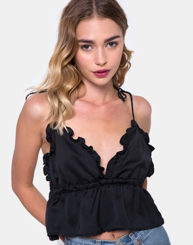 Tyrell Bralette Top in Satin Black sold by Motel Rocks