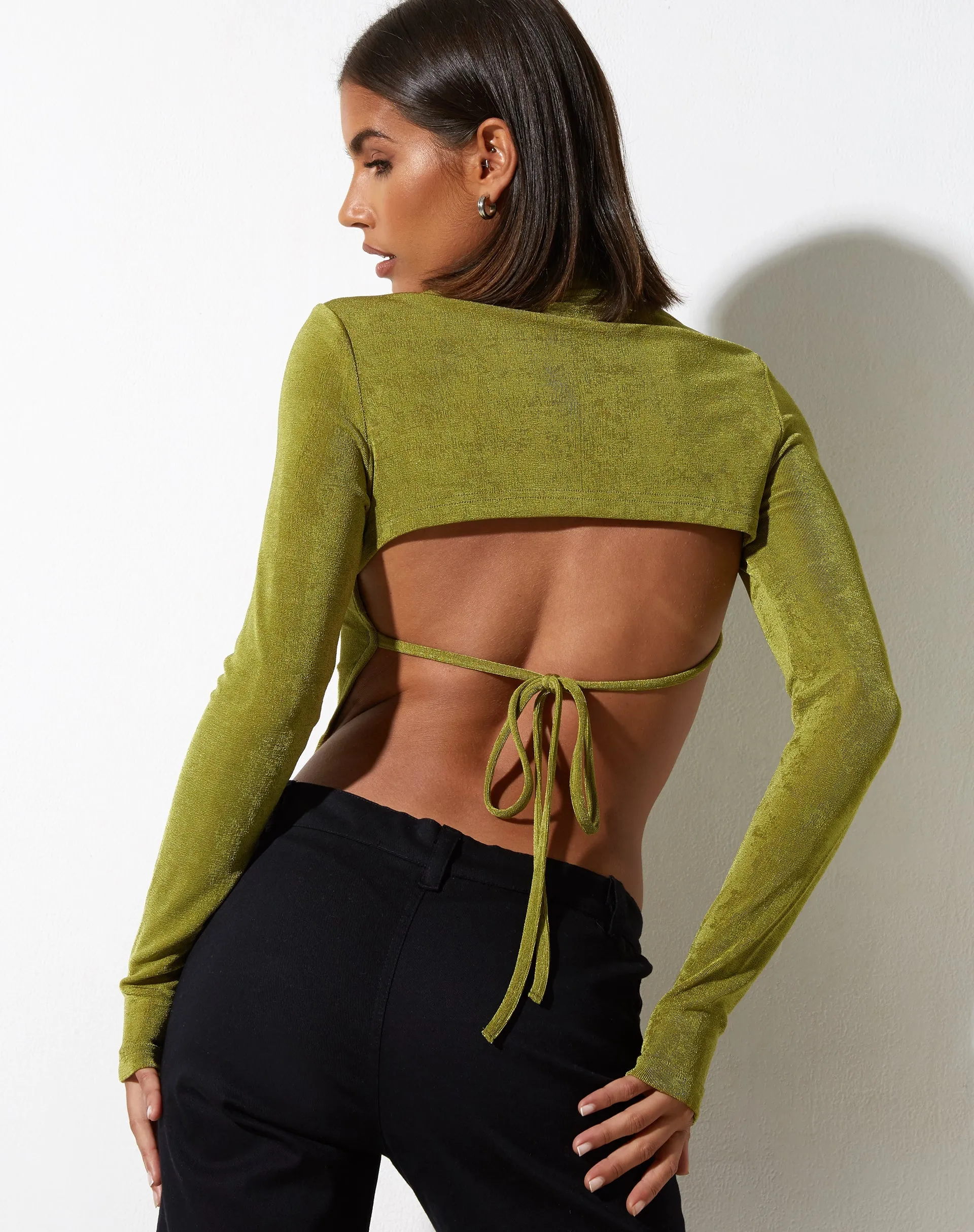 Tadita Crop Top in Crepe Lime sold by Motel Rocks product image thumbnail 2