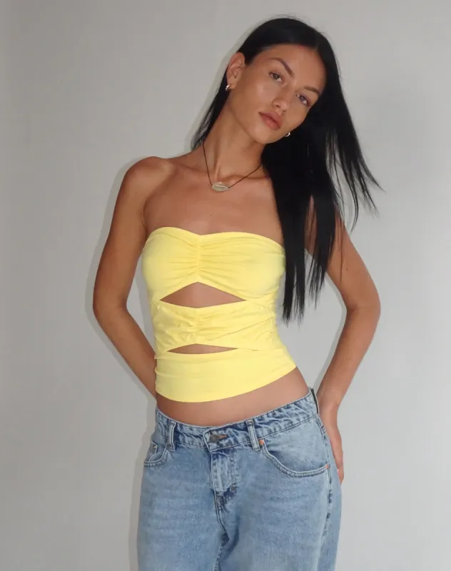 Dayu Bandeau Crop Top in Lemonade made by Motel Rocks