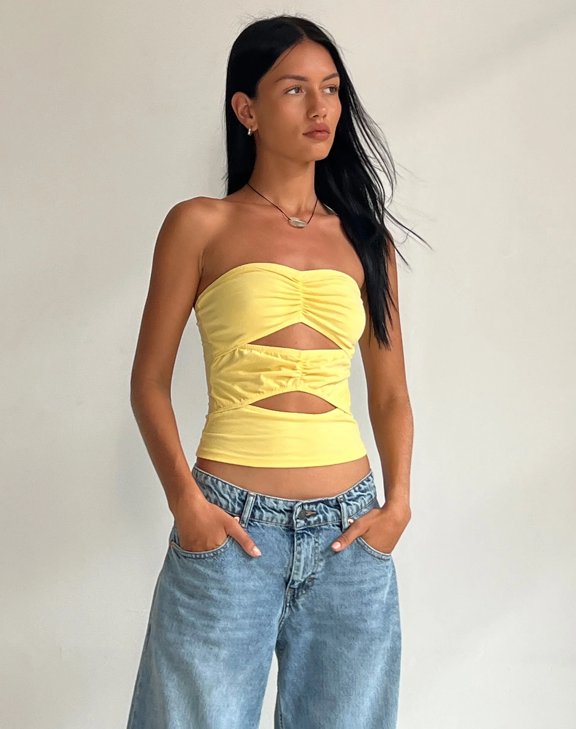 Dayu Bandeau Crop Top in Lemonade sold by Motel Rocks product image thumbnail 4