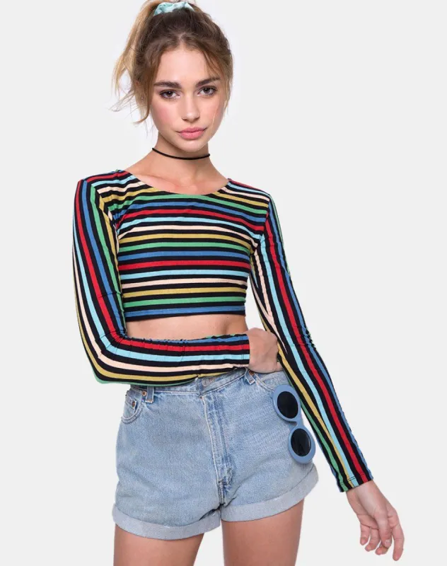 Melah Crop Top in PE Stripe sold by Motel Rocks