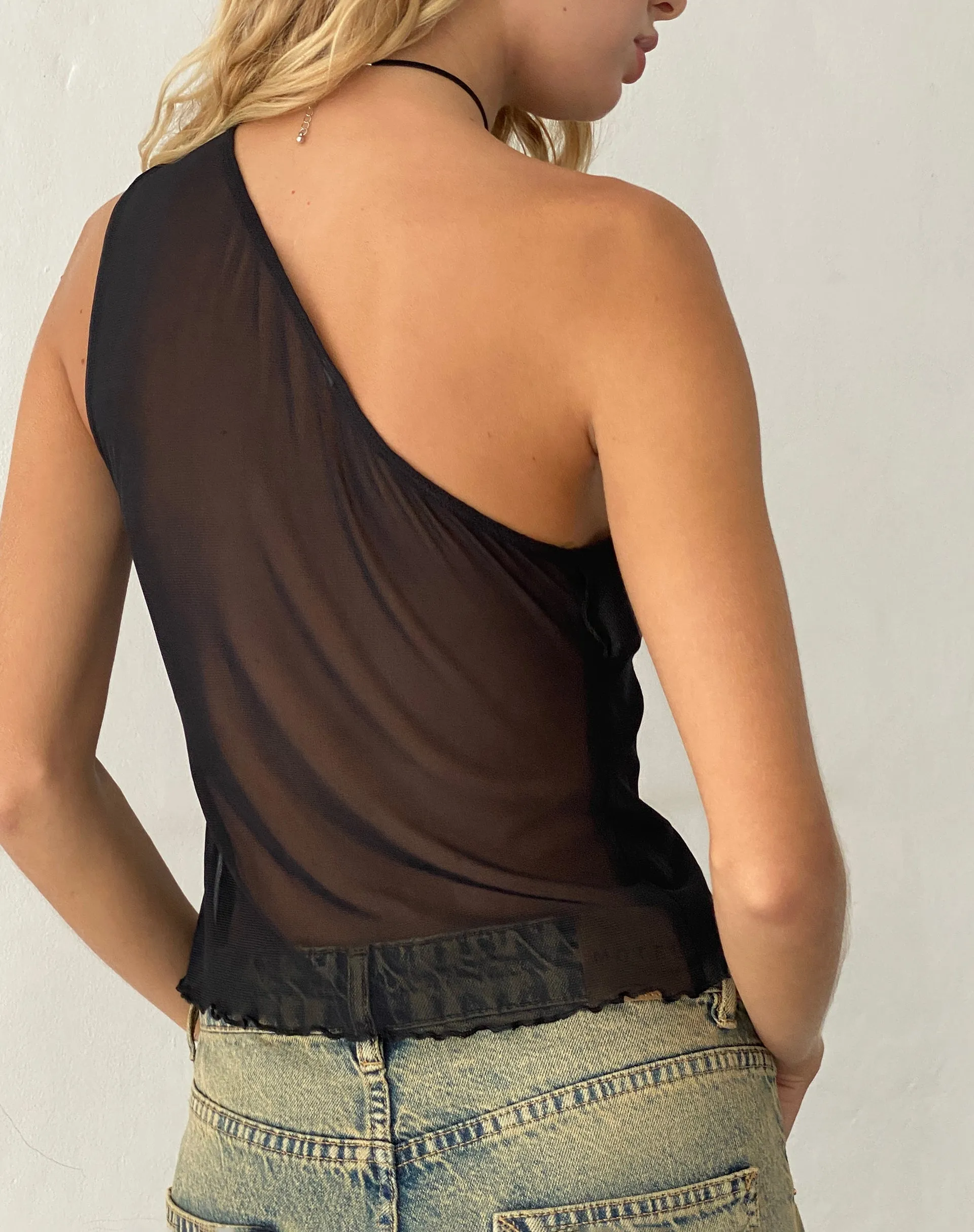 Ruthie One Shoulder Frill Top in Black sold by Motel Rocks product image thumbnail 3