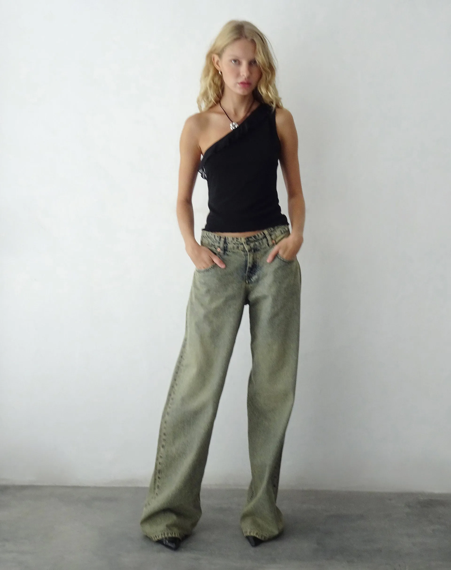 Ruthie One Shoulder Frill Top in Black sold by Motel Rocks product image thumbnail 5