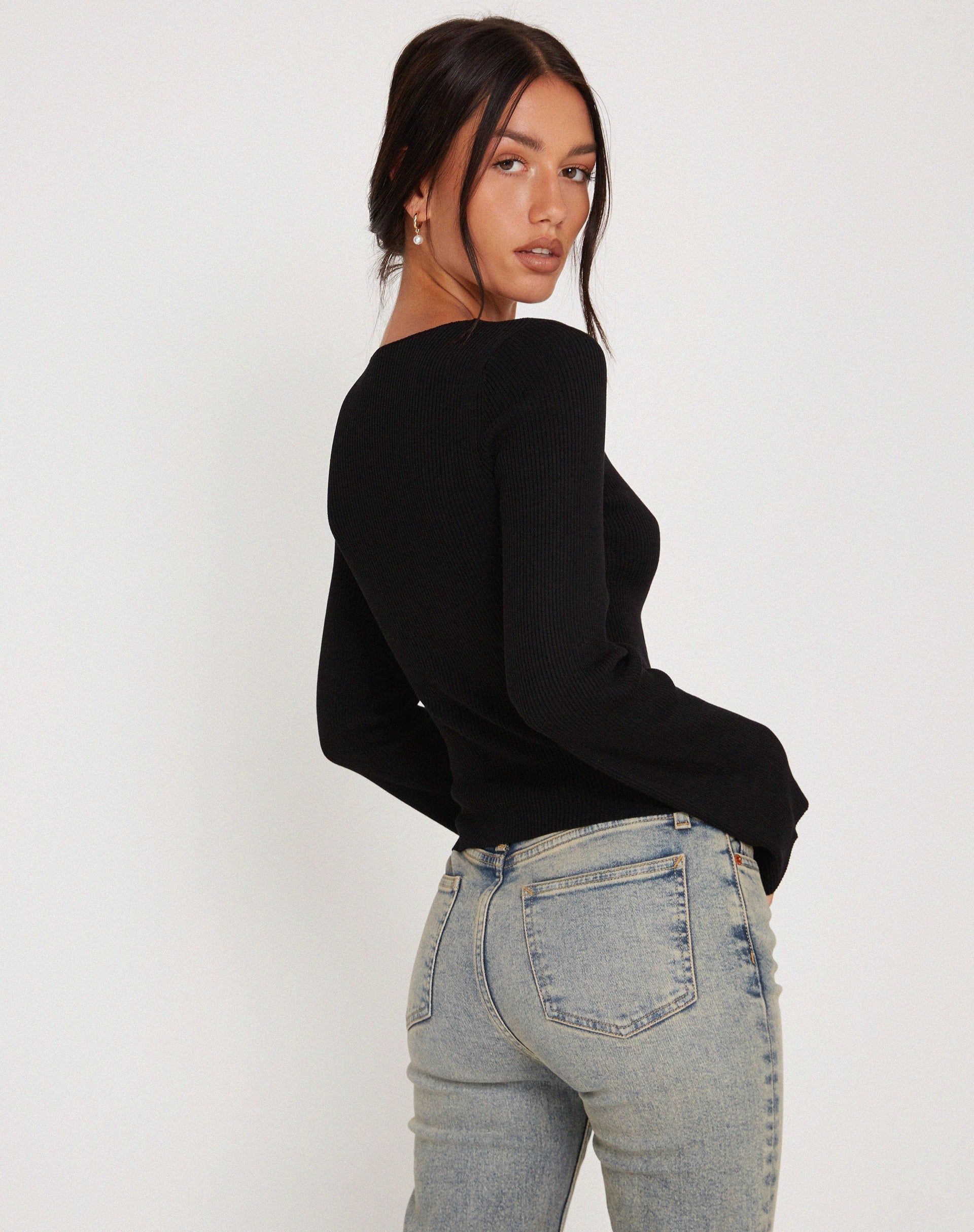 Issey Long Sleeve Lace up Top in Black sold by Motel Rocks product image thumbnail 3
