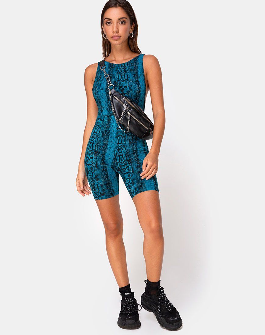 Acro Unitard in Snake Blue sold by Motel Rocks product image thumbnail 4