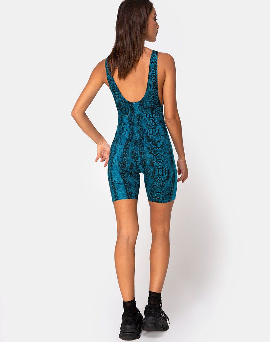 Acro Unitard in Snake Blue sold by Motel Rocks product image thumbnail 5