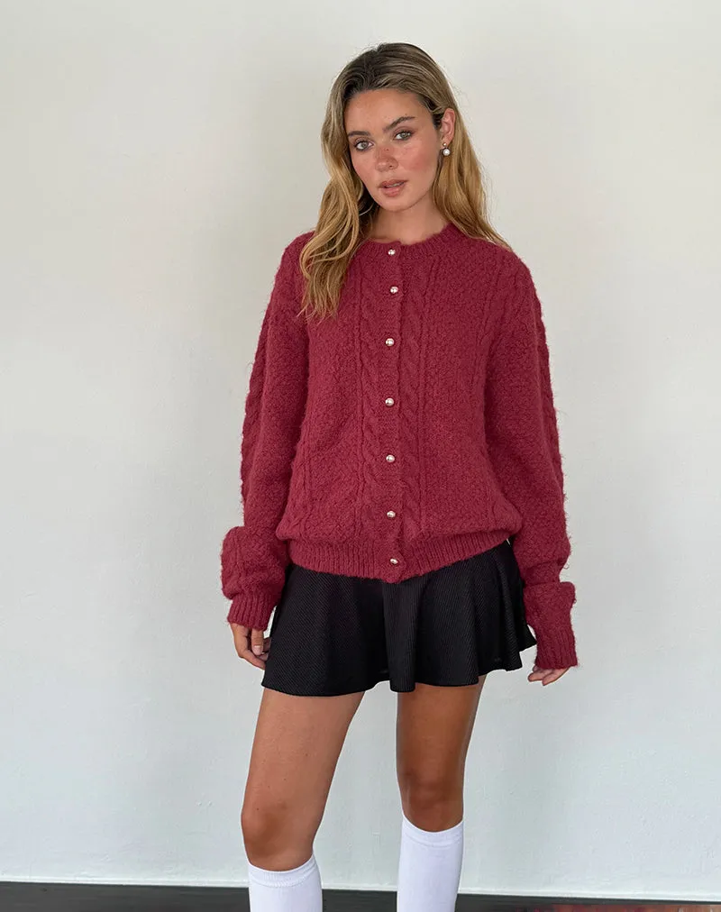 Aceso Cardigan in Brush Knit Burgundy sold by Motel Rocks product image thumbnail 3