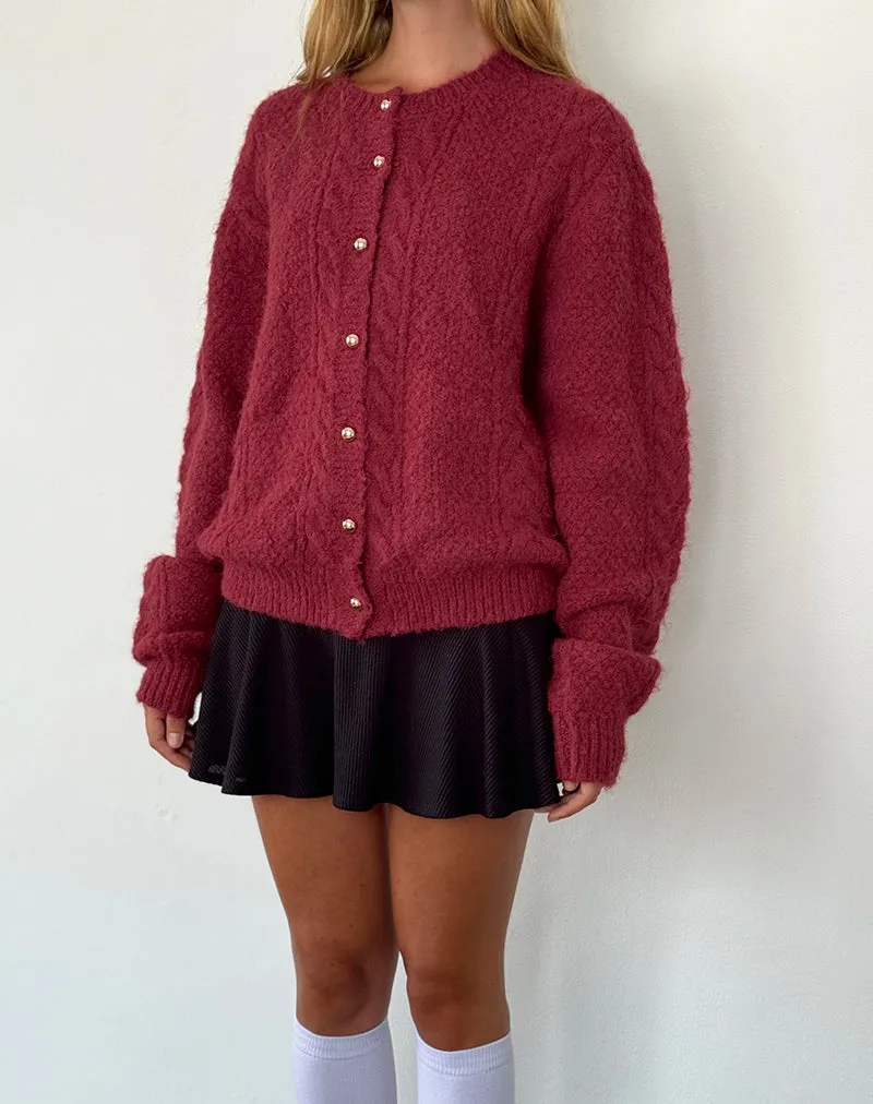 Aceso Cardigan in Brush Knit Burgundy sold by Motel Rocks product image thumbnail 2