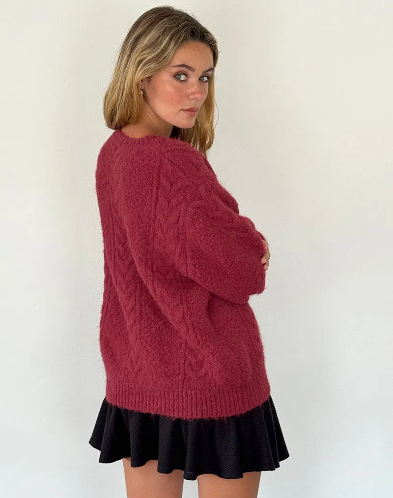 Aceso Cardigan in Brush Knit Burgundy sold by Motel Rocks product image thumbnail 4