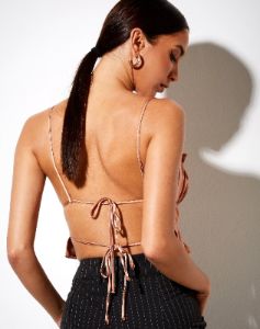 Gamera Cami Top in Satin Rose Gold sold by Motel Rocks