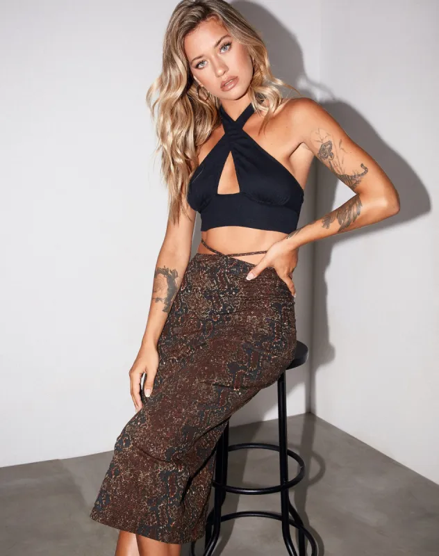 Silta Crop Top in Rib Black sold by Motel Rocks