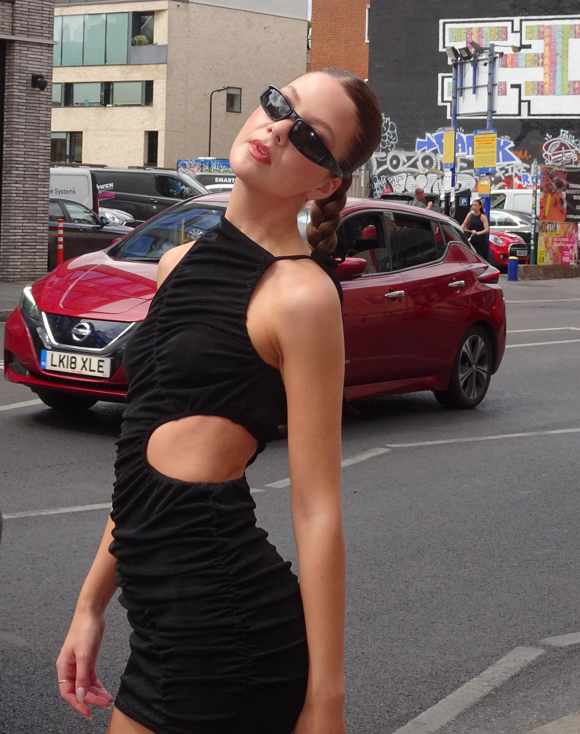 MOTEL X JACQUIE Osanna Mini Dress in Black sold by Motel Rocks