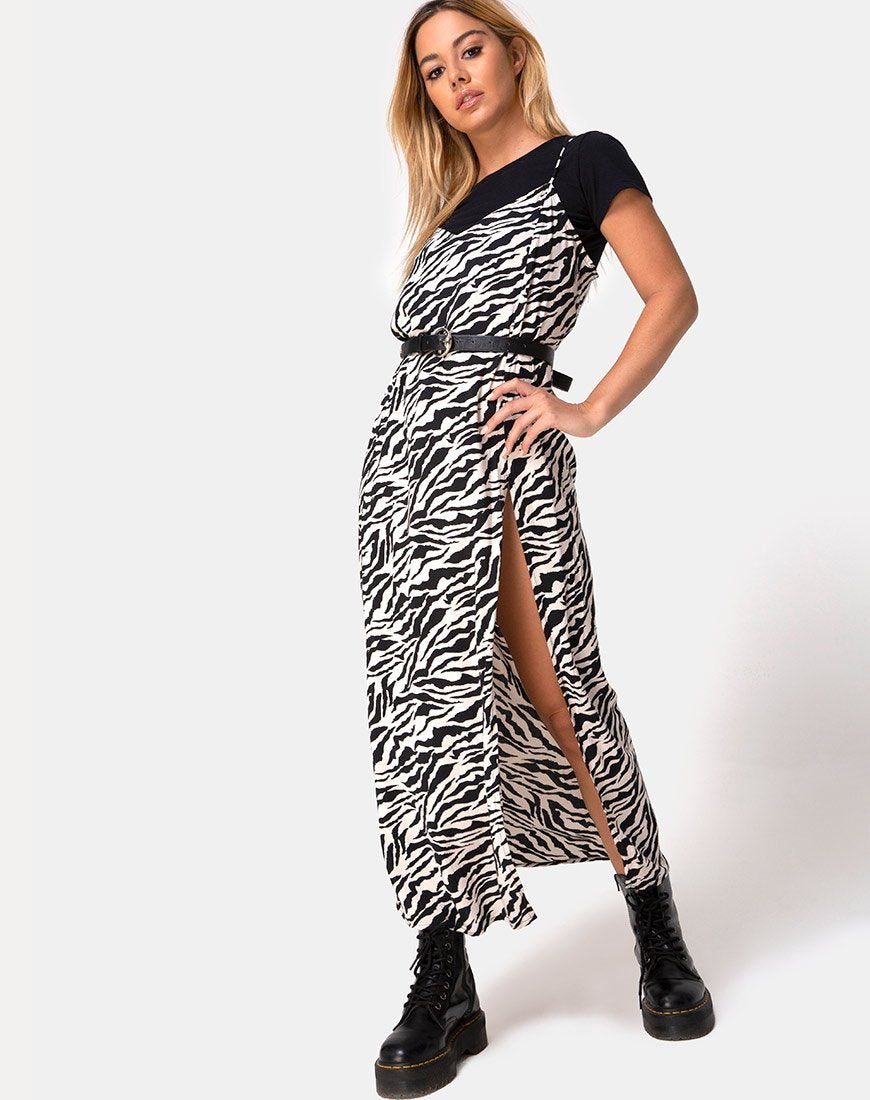 Batis Maxi Dress in 90's Zebra sold by Motel Rocks