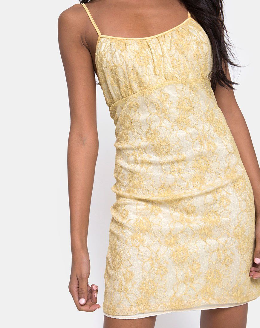 Kula Dress in Pastel Lace Lemon sold by Motel Rocks product image thumbnail 5