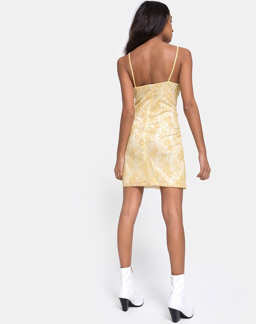 Kula Dress in Pastel Lace Lemon sold by Motel Rocks product image thumbnail 4