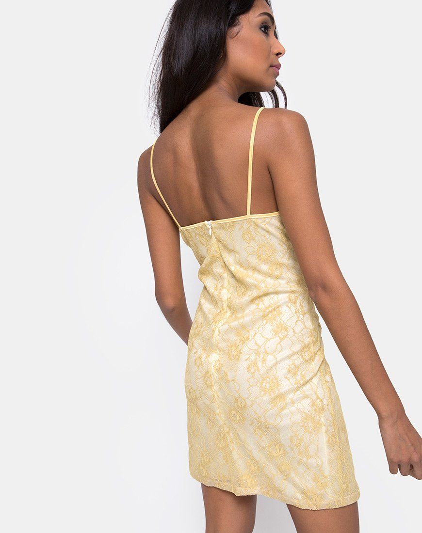 Kula Dress in Pastel Lace Lemon sold by Motel Rocks product image thumbnail 2