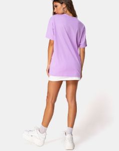 Oversize Basic Tee in Lilac with Angel Embro sold by Motel Rocks