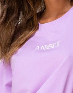 Oversize Basic Tee in Lilac with Angel Embro sold by Motel Rocks