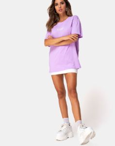 Oversize Basic Tee in Lilac with Angel Embro sold by Motel Rocks