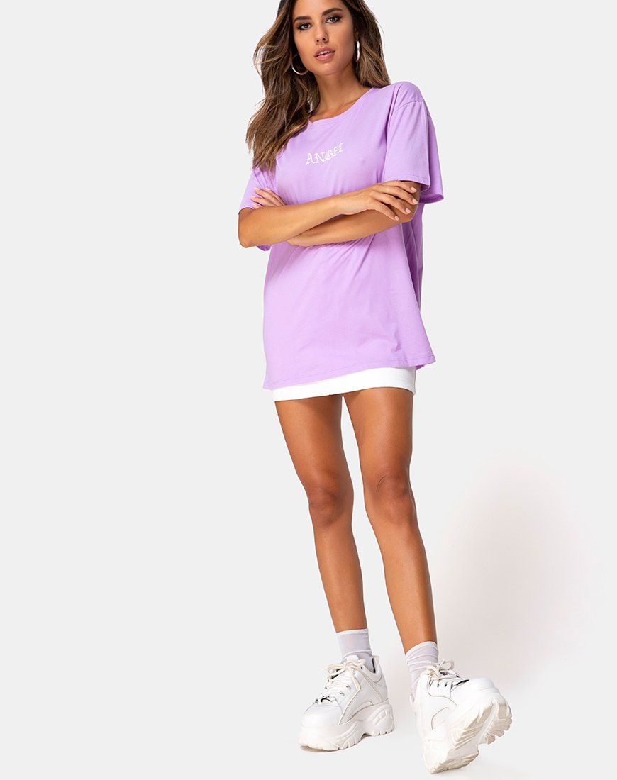 Oversize Basic Tee in Lilac with Angel Embro sold by Motel Rocks product image thumbnail 3