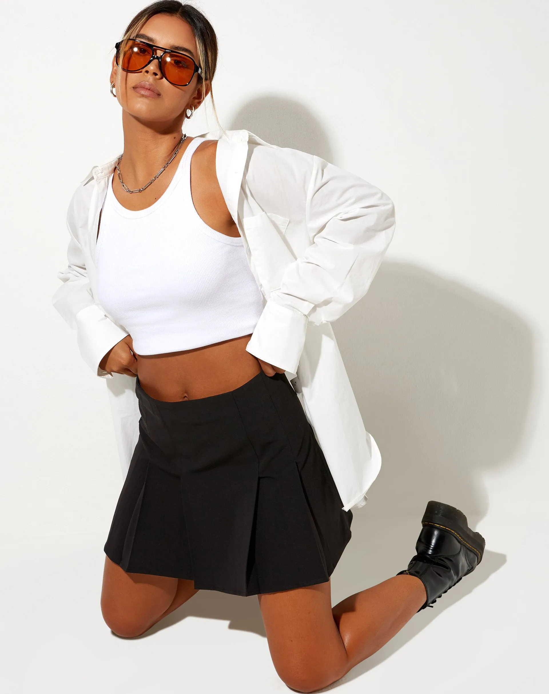 Cassia Mini Skirt in Black sold by Motel Rocks